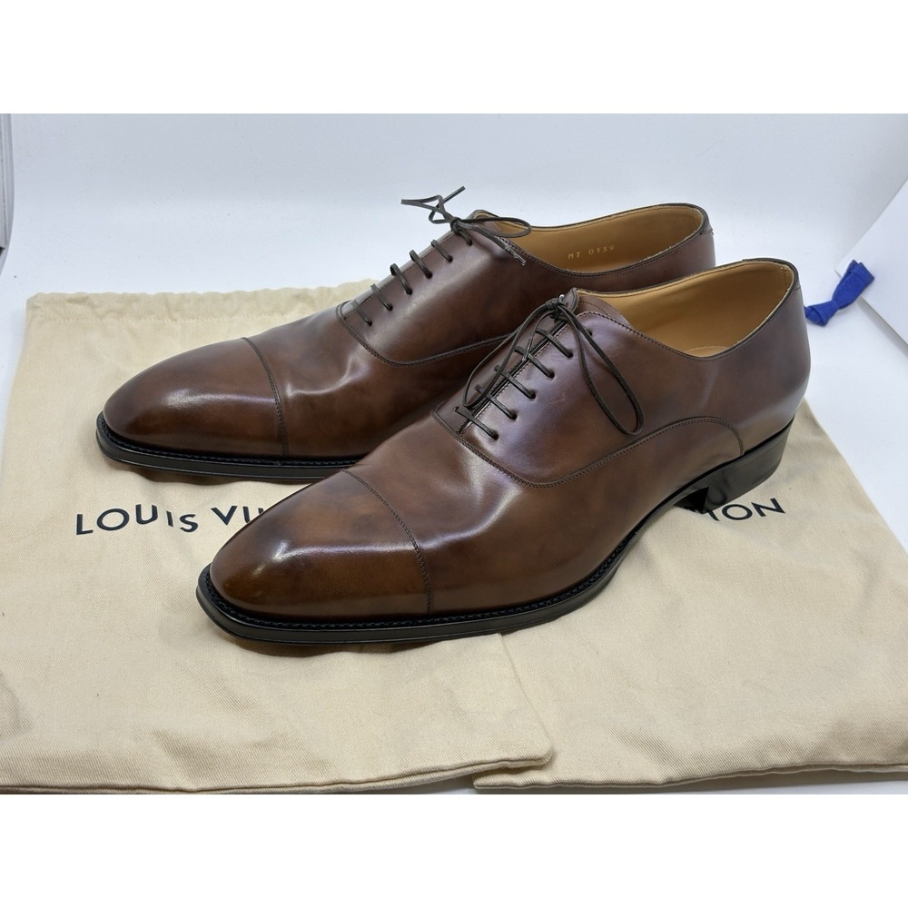 Louis Vuitton mens brown oxford dress shoes US size 12 Comes W Box richelieu - Picture 6 of 13